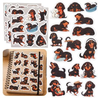 Zestaw Naklejki Z Jamnikami Do Ozdabiania Różne Motywy 54 szt. LEAN TOYS