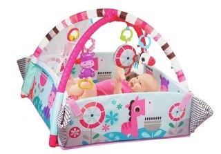 Duża Mata Basen Edukacyjna dla Niemowląt 5w1 z Pałąkami Hipopotam Piłeczki LEAN Toys