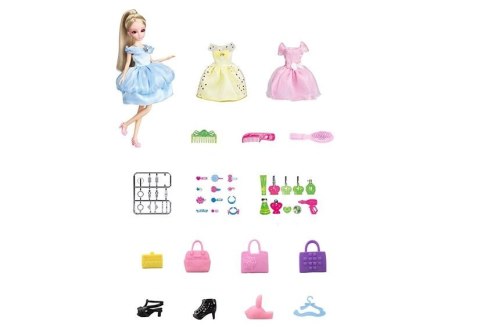 Lalka Modelka Zestaw Ubrań Garderoba Biżuteria w Walizce Blond LEAN Toys