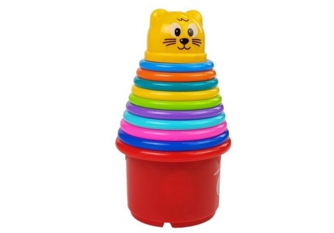 Piramidka Kubeczki dla Niemowlaka z Kotkiem Wzory LEAN Toys