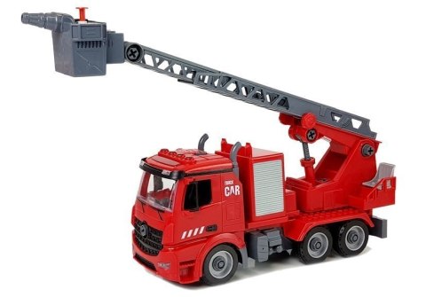 Zestaw DIY Wóz Strażacki 2w1 Wymienne Podnośniki Śrubokręt Dźwięk Efekty Świetlne Kask LEAN Toys