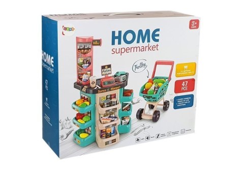 Zestaw Supermarket Koszyk Sklepowy Waga Czytnik Kart Skaner LEAN Toys