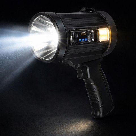 Latarka LED Szperacz Solarna 6 Trybów Powerbank Wymienne Filtry 23 cm LEAN