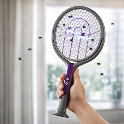 Rakieta Owadobójcza Elektryczna Teleskopowa 2w1 Lampa Na Muchy Komary LEAN