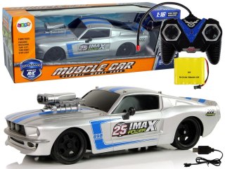 Auto Sportowe R/C 1:16 Srebrne Niebieskie Pasy Pilot LEAN Toys