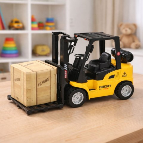 Wózek Widłowy Z Napędem Metalowy Paleta Skrzynia Ruchome Widły Żółty LEAN TOYS