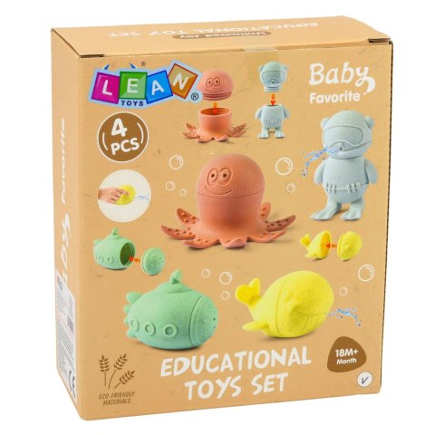 Zabawki Edukacyjne Do Kąpieli Sensoryczne Figurki Gumowe Pastelowe 4 szt. LEAN Toys