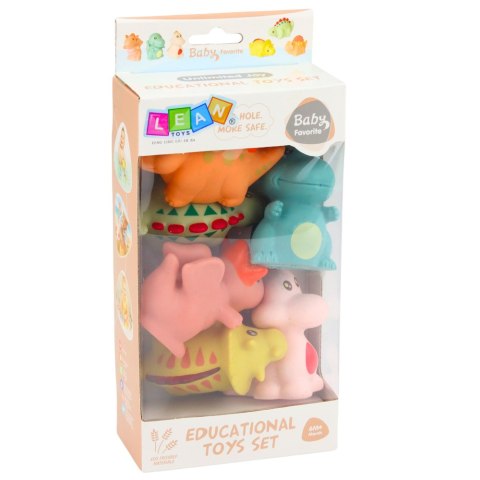 Zestaw Gumowe Dinozaury Edukacyjne Do Kąpieli Zabawy Pastelowe 6 szt. LEAN Toys