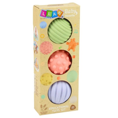 Zestaw Piłeczki Sensoryczne Dla Niemowląt Pastelowe 3 szt 6 cm LEAN TOYS