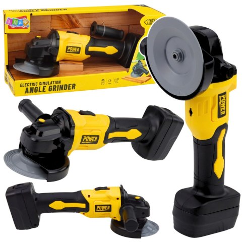 Zabawkowa Szlifierka Kątowa Dla Dzieci Dźwięki Żółta LEAN Toys