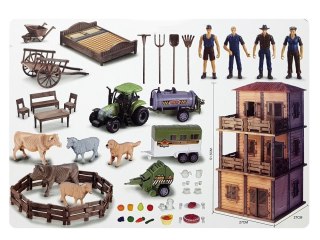 Duży Zestaw Do Złożenia Farma Traktor Zwierzęta Zagroda DIY LEAN Toys