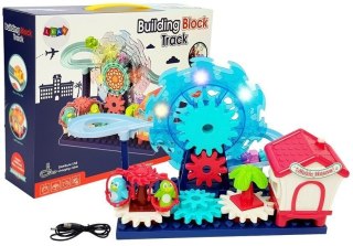 Zestaw Klocków ze Zjeżdzalnią Diabelski Młyn Koła Zębate na Baterie LEAN Toys