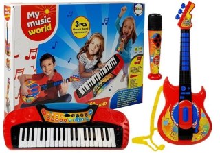 Zestaw Muzyczny 3 w 1 Gitara Keyboard Mikrofon LEAN Toys
