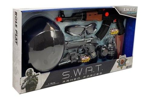 Zestaw Policjanta Dla Dzieci S.W.A.T Pistolety Kask Czarny LEAN Toys