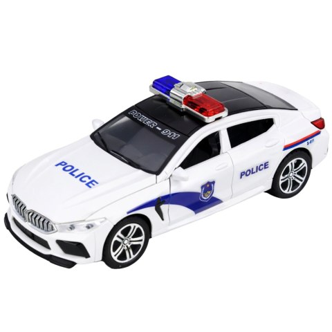 Auto Policyjne Radiowóz Otwierane Drzwi Napęd Światła Dźwięki Biały LEAN Toys