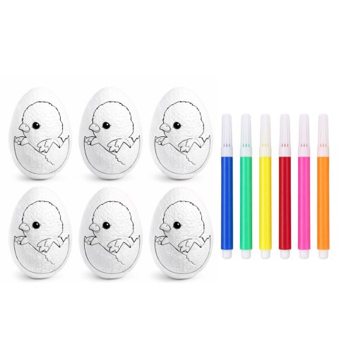 Jajka Wielkanocne Styropianowe Do Malowania Pisaki Kurczak W Jajku 6szt LEAN TOYS
