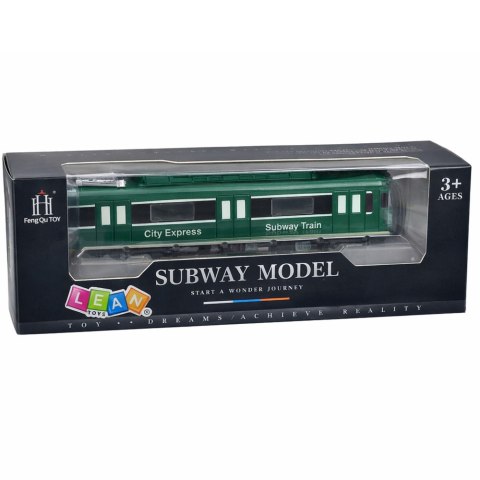 Metro Pociąg City Express Otwierane Drzwi Światła Dźwięki Zielony LEAN Toys