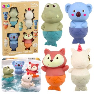Zestaw Zabawki Do Kąpieli Zwierzątka Syrenki Gumowe 4 szt. LEAN Toys