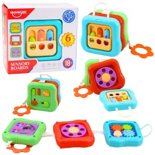 Kostka Sensoryczna Edukacyjna Panele Manipulacyjne 6 Aktywności LEAN Toys