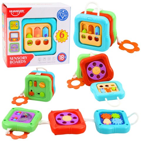 Kostka Sensoryczna Edukacyjna Panele Manipulacyjne 6 Aktywności LEAN Toys