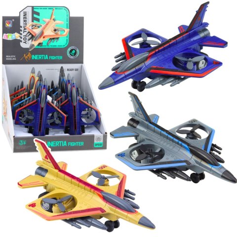 Samolot Myśliwski Bojowy Wojskowy Militarny Napęd Obracane Śmigła LEAN TOYS