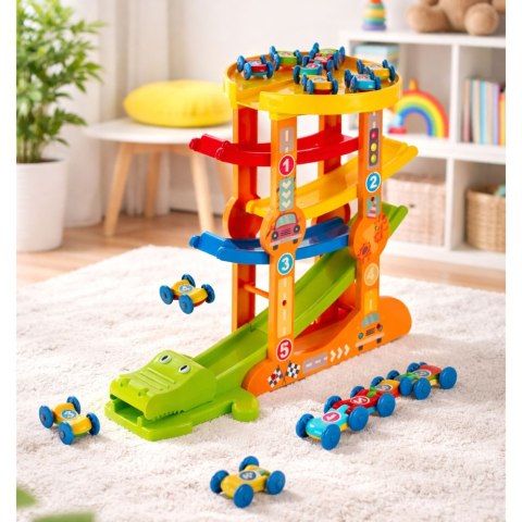 Tor Zjeżdżalnia Równoważnia Dla Autek Krokodyl 5 Poziomów LEAN Toys