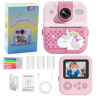 Aparat Natychmiastowy z Drukarką Termiczną Gry 3 Rolki Różowy Jednorożec LEAN Toys