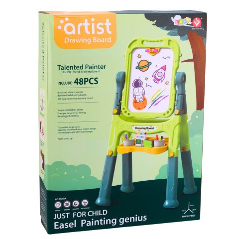 Tablica Dwustronna Magnetyczna Kredowa Suchościeralna Magnesy Kredy 48 el. LEAN Toys