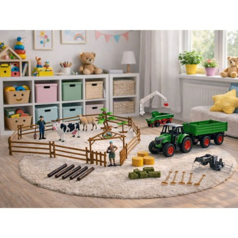 Zestaw Rolniczy Traktor z Przyczepą Zwierzęta Farmerzy Farma 45 el. LEAN Toys