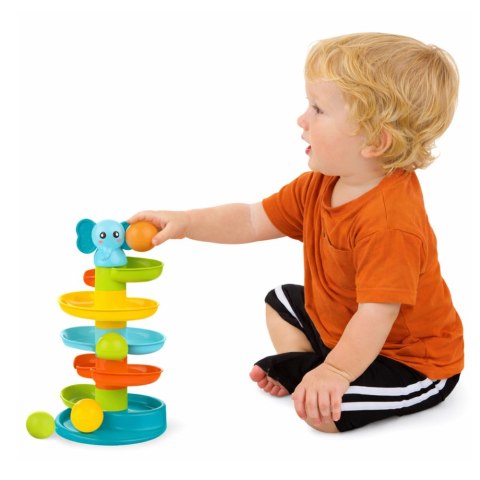 Zjeżdżalnia Dla Piłek Sensoryczna Edukacyjna Wieża Ze Słonikiem LEAN Toys