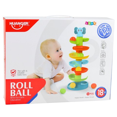 Zjeżdżalnia Dla Piłek Sensoryczna Edukacyjna Wieża Ze Słonikiem LEAN Toys