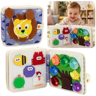 Książeczka Edukacyjna Sensoryczna Filcowa 3D Dżungla Lew LEAN Toys