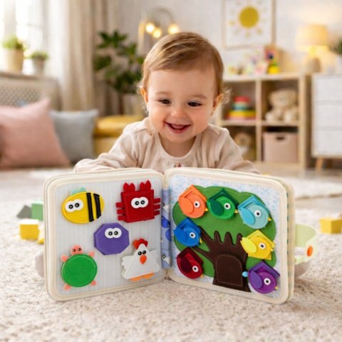 Książeczka Edukacyjna Sensoryczna Filcowa 3D Dżungla Lew LEAN Toys