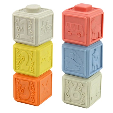 Zestaw Miękkie Zabawki Sensoryczne Piłeczki Piramidka Klocki 18 el. LEAN Toys