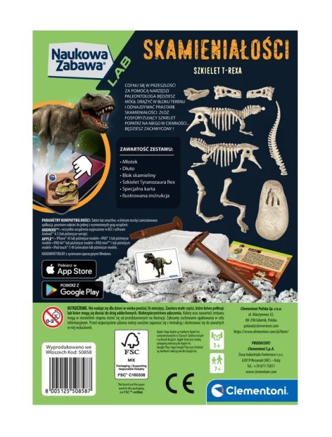 Naukowa Zabawa Skamieniałości Szkielet T-Rex Język Polski Clementoni 50858 Clementoni