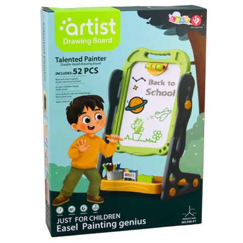 Tablica Dwustronna Magnetyczna Kredowa Suchościeralna Zielona 52 el. LEAN Toys