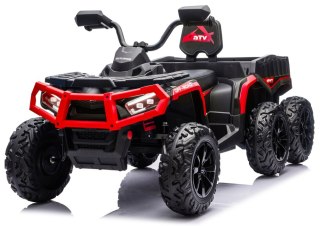 Quad Na Akumulator ATV 6 Kół Z Przyczepką JC606 24V 4x4 Czerwony LEAN CARS