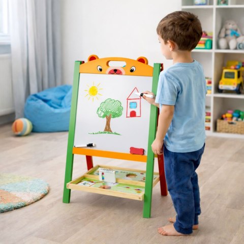 Dwustronna Tablica Edukacyjna Magnetyczna Kredowa 2w1 Pisak Litery Liczby LEAN Toys