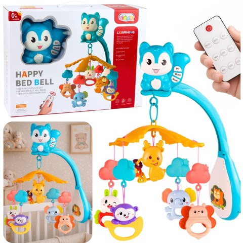 Karuzela Do Łóżeczka z Wiewiórką Projektor Zawieszki Pilot Muzyka LEAN Toys