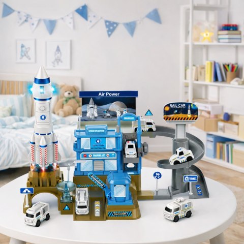 Kosmiczna Stacja Interaktywna Parking Rakieta Światła Dźwięki LEAN Toys