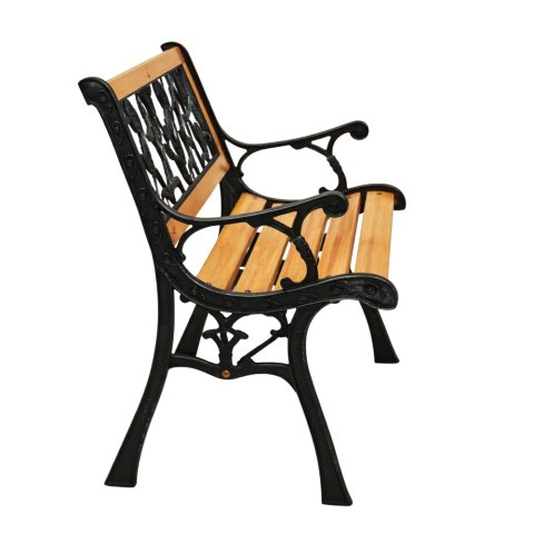 Ławka Ogrodowa Drewniana Metalowa Ławeczka Parkowa Ogrodowa z oparciem LEAN