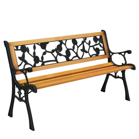 Ławka Ogrodowa Drewniana Metalowa Ławeczka Parkowa Ogrodowa z oparciem LEAN