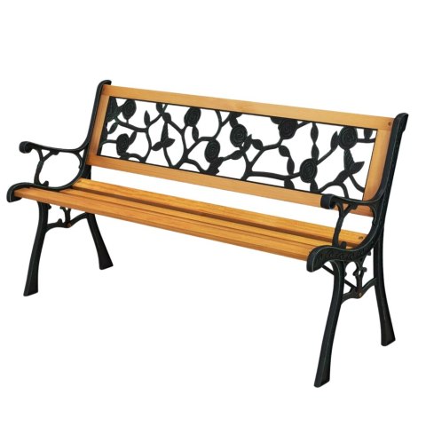 Ławka Ogrodowa Drewniana Metalowa Ławeczka Parkowa Ogrodowa z oparciem LEAN