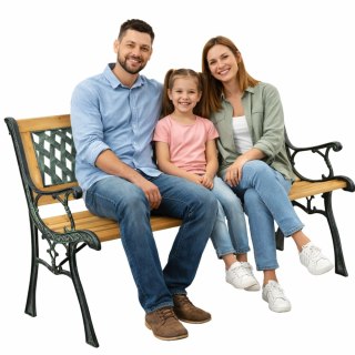 Ławka Ogrodowa Drewniana Metalowa Ławeczka Parkowa Ogrodowa z oparciem LEAN