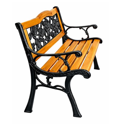 Ławka Ogrodowa Drewniana Metalowa Ławeczka Parkowa z oparciem LEAN