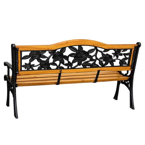 Ławka Ogrodowa Drewniana Metalowa Ławeczka Parkowa z oparciem LEAN