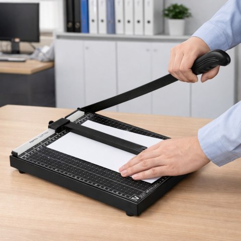 Gilotyna Do Papieru A4 Trymer Do Cięcia Papieru Metalowa Biurowa Czarna LEAN