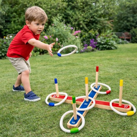 Gra Zręcznościowa Rzut Obręczami Drewniana Gra Rodzinna Z Punktacją LEAN Toys