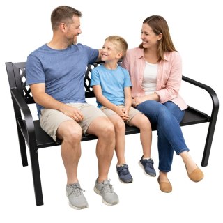 Ławka Ogrodowa Parkowa Taras Ogród Metalowa Oparcie Czarna 120 cm LEAN