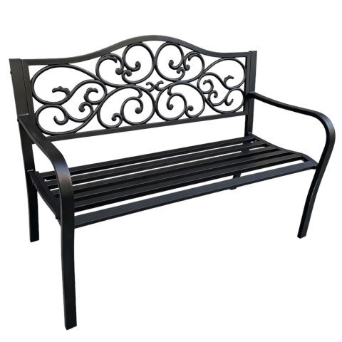 Ławka Ogrodowa Taras Ogród Park Metalowa Oparcie Zdobiona Czarna 127 cm LEAN
